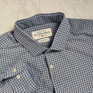 MIZZEN+MAIN Leeward Collection Mens L Blue Striped Button Down Shirt
